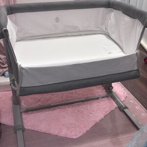 Adjustable Gray Baby Side-Sleeper Bassinet